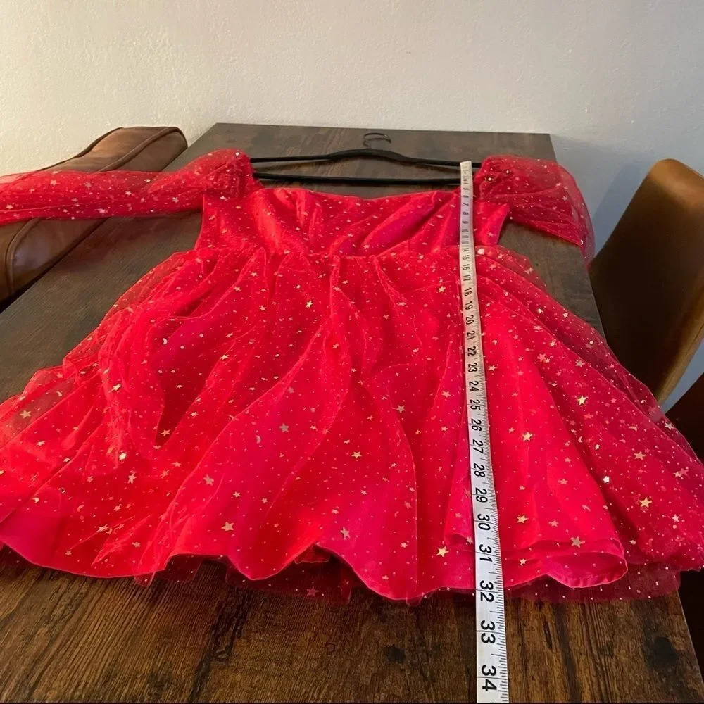 Double Crazy Star Mesh Fit & Flare Dress - Picture 9 of 15